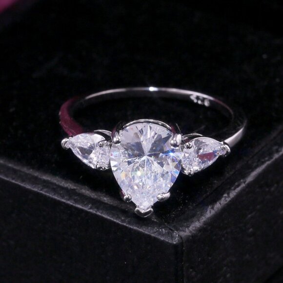Water Drop High End Custom Silver Wedding/Engagement Ring for Women,VIP… - Picture 2 of 10